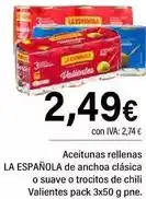 Cash Ifa La española - aceitunas rellenas de anchoa clasica o suave o trocitos de chili oferta