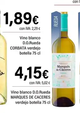 Cash Ifa MARQUES DE CACERES Vino blanco D.O.Rueda oferta