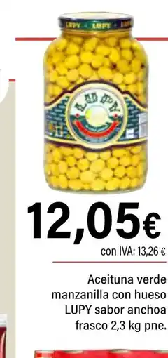 Cash Ifa LUPY Aceituna verde manzanilla con hueso sabor anchoa frasco oferta