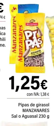 Cash Ifa MANZANARES Pipas de girasol Sal o Aguasal oferta