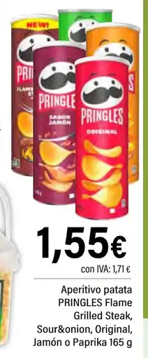 Cash Ifa PRINGLES Aperitivo patata Flame Grilled Steak Sour& onion Original, Jamón o Paprika oferta
