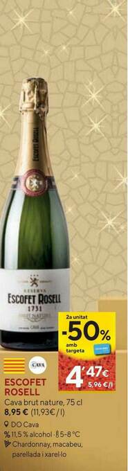 Caprabo Escofet Rosell Cava Brut Nature oferta