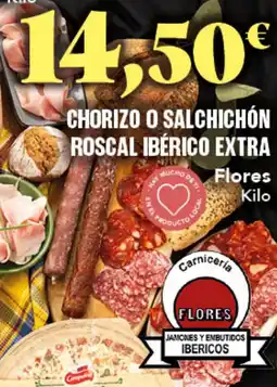 Gadis FLORES Chorizo o salchichón roscal ibérico extra oferta