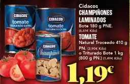 Gadis CIDACOS Champiñones laminados tomate natural troceado oferta