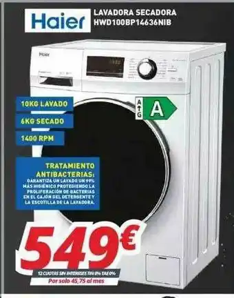 Mi electro Haier Lavadora Secadora Hwd100bp1436nib oferta