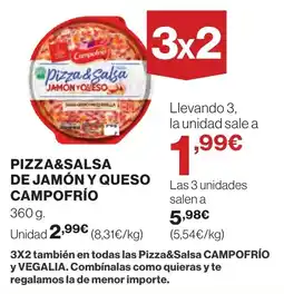 Supercor CAMPOFRÍO Pizza&salsa de jamón y queso oferta