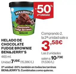 Supercor BEN&JERRY'S Helado de chocolate fudge brownie oferta
