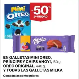 Supercor En galletas mini oreo, príncipe y chips ahoy!, oreo original y todas las galletas milka oferta