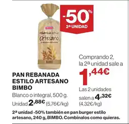 Supercor BIMBO Pan rebanada estilo artesano oferta