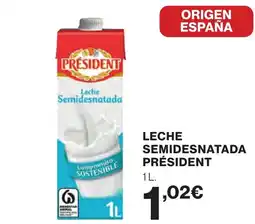 Supercor PRÉSIDENT Leche semidesnatada oferta