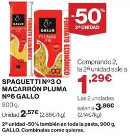 Supercor GALLO Spaguetti nº3 o macarrón pluma nº6 oferta