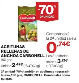 Supercor CARBONELL Aceitunas rellenas de anchoa oferta