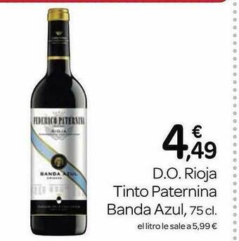 Supermercados El Jamón D.o. Rioja Tinto Paternina Banda Azul oferta