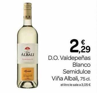 Supermercados El Jamón D.o. Valdepeñas Blanco Semidulce Viña Albali oferta