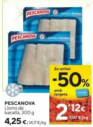 Caprabo Lomos de bacalao pescanova oferta