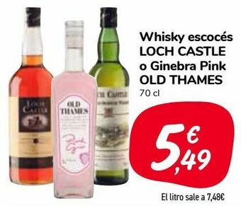 Carrefour Market Whisky escocés loch castle o ginebra pink old thames oferta