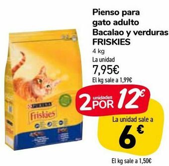 Carrefour Market Pienso para gato adulto bacalao y verduras friskies oferta