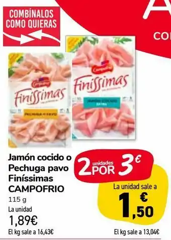Carrefour Market Jamón cocido o pechuga de pavo finíssimas campofrio oferta