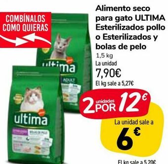 Carrefour Market Alimento seco para gato ultima esterilizados pollo o esterilizados y bolas de pelo oferta
