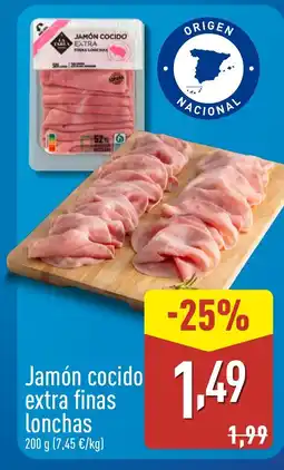 ALDI Jamón cocido extra finas Lonchas oferta