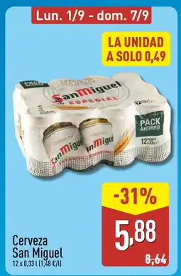 ALDI SAN MIGUEL Cerveza oferta