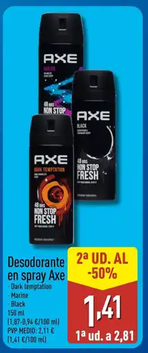 ALDI AXE Desodorante en spray oferta