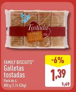ALDI FAMILY BISCUITS Galletas tostadas oferta
