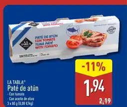 ALDI LA TABLA Paté de atún oferta