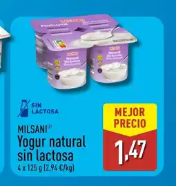 ALDI MILSANI Yogur natural sin lactosa oferta