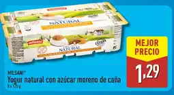 ALDI MILSANI Yogur natural con azúcar moreno de caña oferta