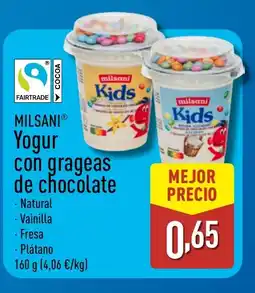 ALDI MILSANI Yogur con grageas de chocolate oferta