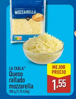 ALDI LA TABLA Queso rallado mozzarella oferta