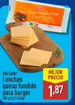 ALDI MILSANI Lonchas queso fundido para burger oferta