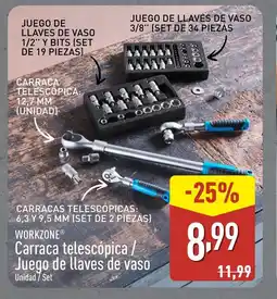ALDI WORKZONE Carraca telescópica/ Juego de llaves de vaso oferta