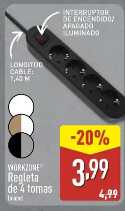 ALDI WORKZONE Regleta de 4 tomas oferta