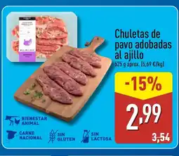 ALDI Chuletas de pavo adobadas al ajillo oferta