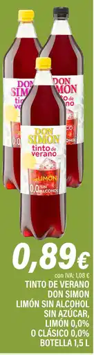 Cash Ifa DON SIMON Tinto de verano limón sin alcohol sin azúcar, limón 0,0% oferta