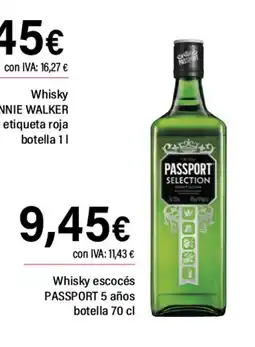 Cash Ifa PASSPORT Whisky escocés 5 años botella oferta