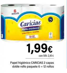 Cash Ifa CARICIAS Papel higiénico 2 capas doble rollo paquete oferta