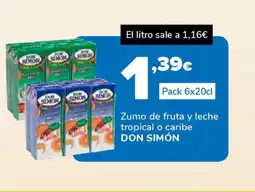 Supeco DON SIMÓN Zumo de fruta y leche tropical o caribe oferta