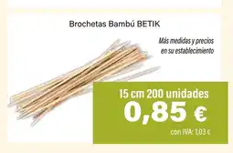 Cash Ifa BETIK Brochetas Bambú oferta