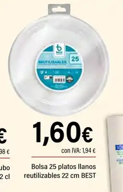 Cash Ifa Bolsa 25 platos llanos reutilizables oferta