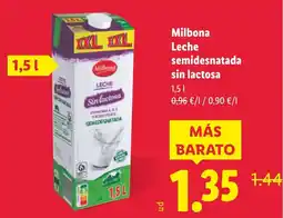 Lidl MILBONA Leche semidesnatada sin lactosa oferta