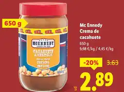 Lidl MCENNEDY Crema de cacahuete oferta