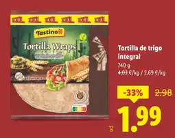 Lidl TASTINO Tortilla de trigo integral oferta