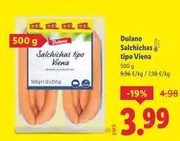 Lidl DULANO Salchichas tipo Viena oferta