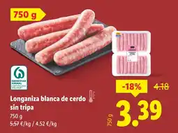 Lidl Longaniza blanca de cerdo sin tripa oferta