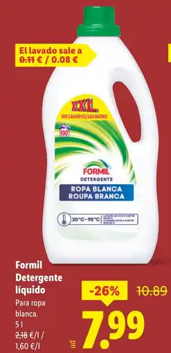 Lidl FORMIL Detergente líquido Para ropa blanca. oferta