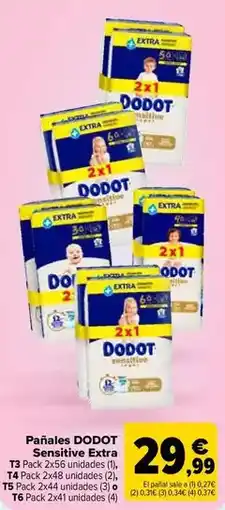 Carrefour Dodot - pañales sensitive extra t3, t4, t5 o t6 oferta