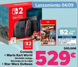Carrefour Consola + mario kart world (incluido codigo descarga en la caja) + star wars outlaws oferta